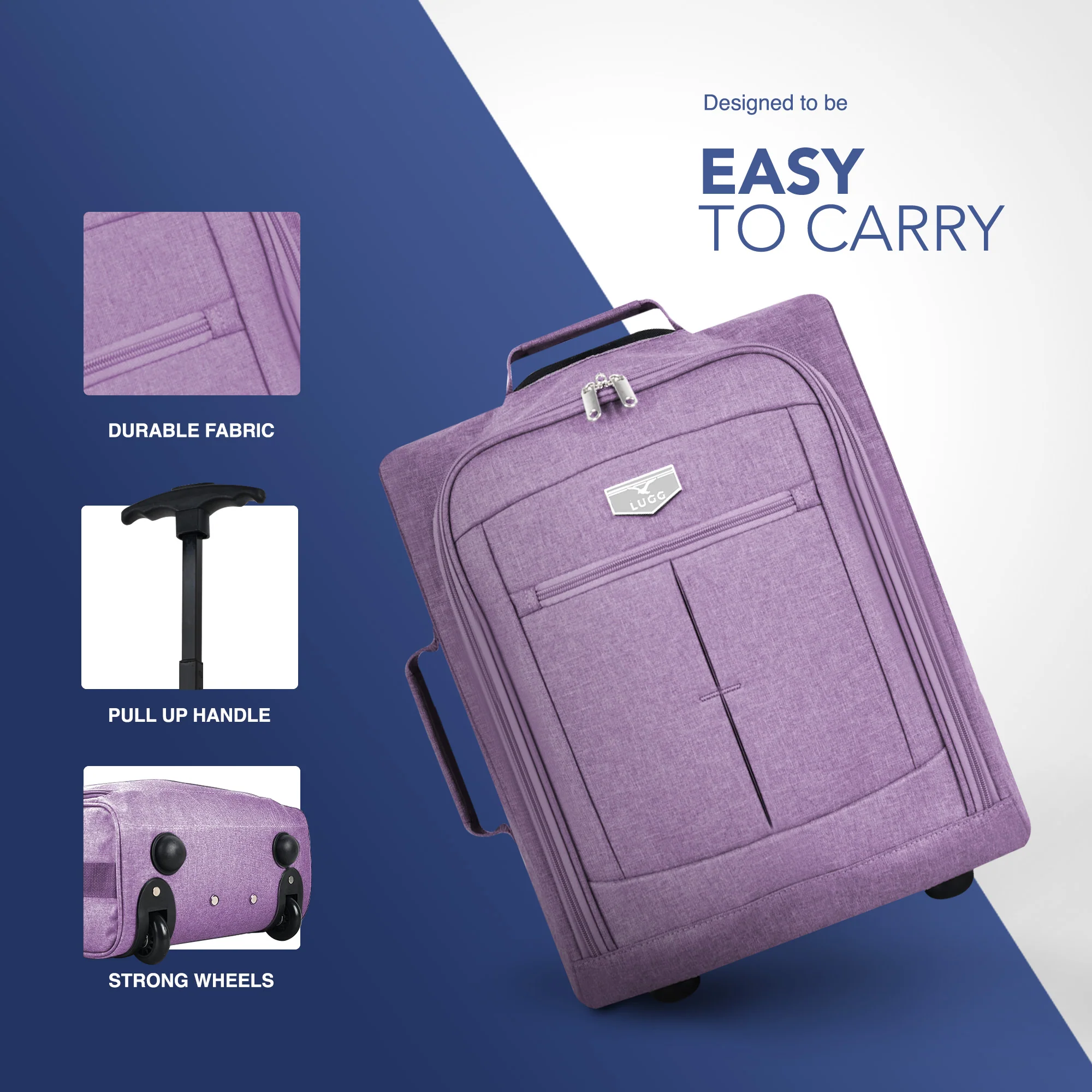 Soft Cabin Bag for Ryanair & EasyJet Priority Overhead Locker - Lilac - Image 5