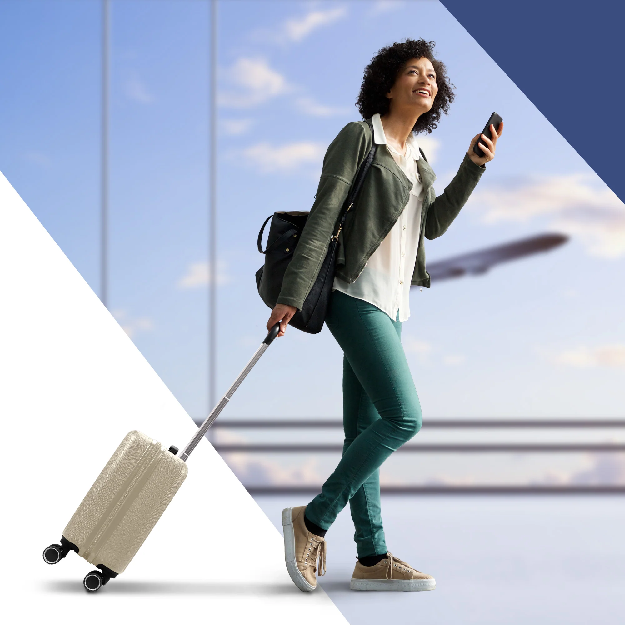 Vacay 15” Suitcase ABS Luggage, Aluminium Trolley Handle, 360° Spinner Wheels - Airline Compatible (45 x 33x 20cm) - Earth - Image 4