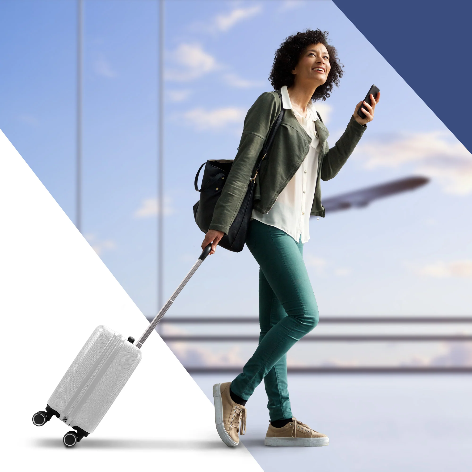 Vacay 15” Suitcase ABS Luggage, Aluminium Trolley Handle, 360° Spinner Wheels - Airline Compatible (45 x 33x 20cm) - Pearl - Image 7