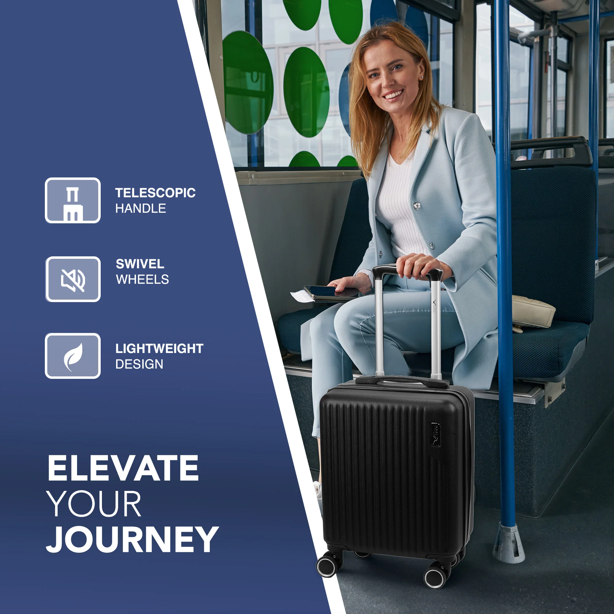 Vacay 15” Suitcase ABS Luggage, Aluminium Trolley Handle, 360° Spinner Wheels - Airline Compatible (45 x 33x 20cm) - Shadow - Image 6
