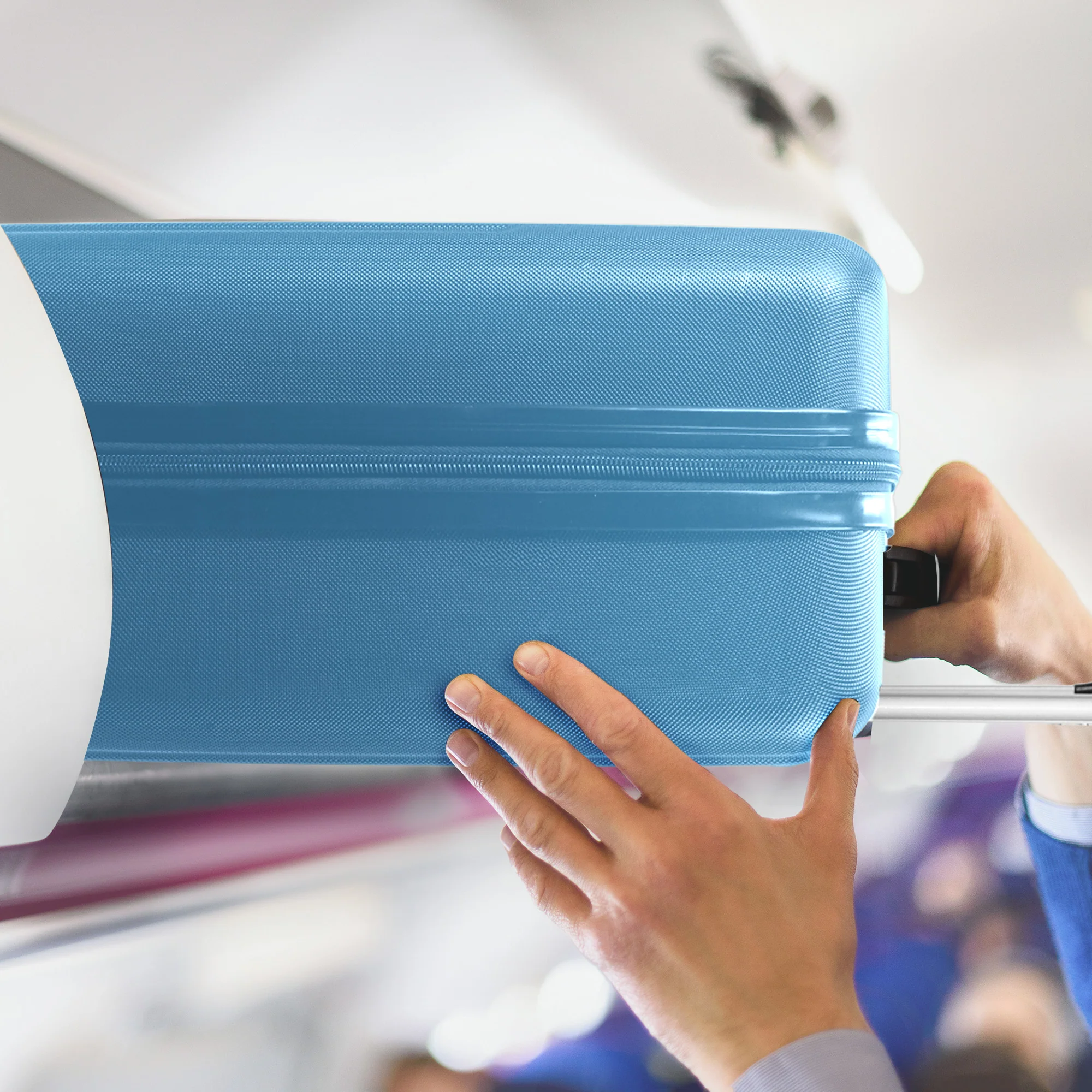 Vacay 15” Suitcase ABS Luggage, Aluminium Trolley Handle, 360° Spinner Wheels - Airline Compatible (45 x 33x 20cm) - Skyblue - Image 4
