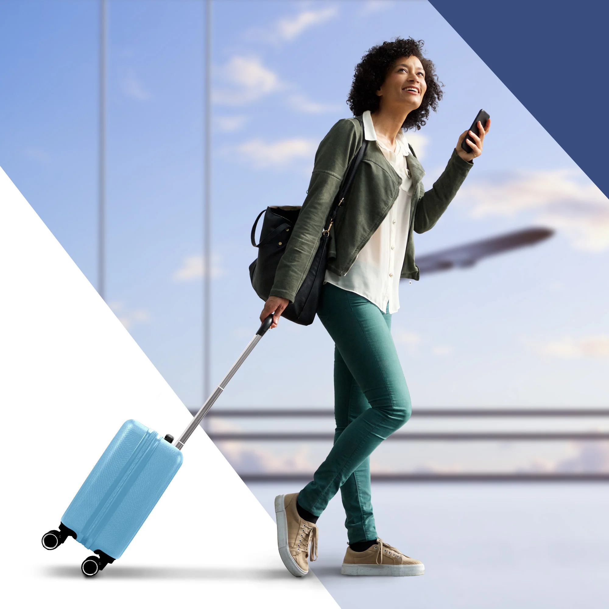 Vacay 15” Suitcase ABS Luggage, Aluminium Trolley Handle, 360° Spinner Wheels - Airline Compatible (45 x 33x 20cm) - Skyblue - Image 6
